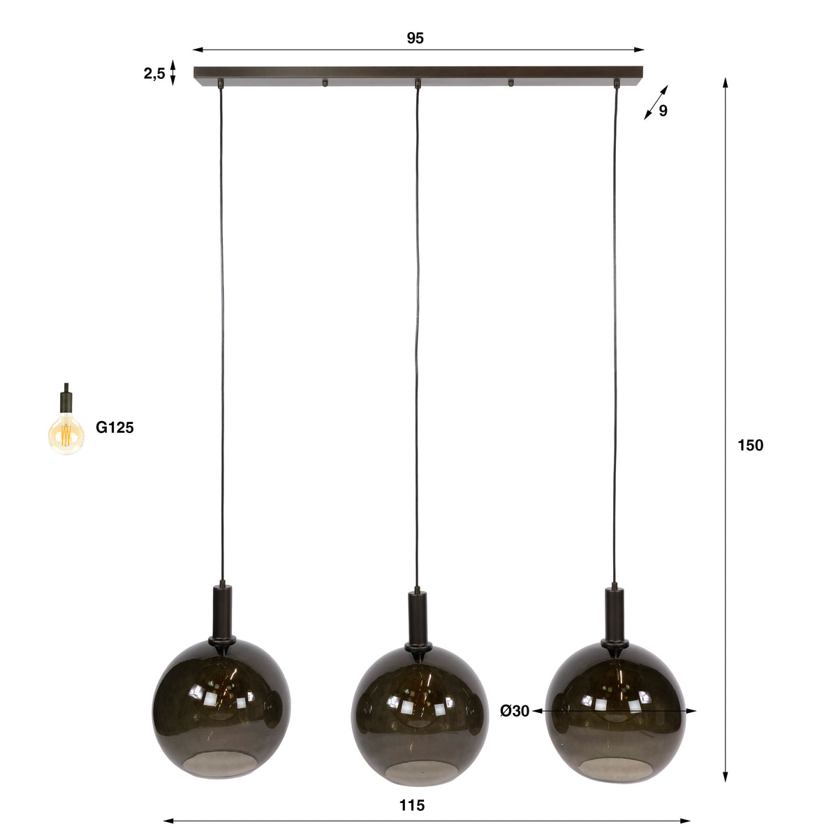 Pendelleuchte Sfera 3-Fassungen