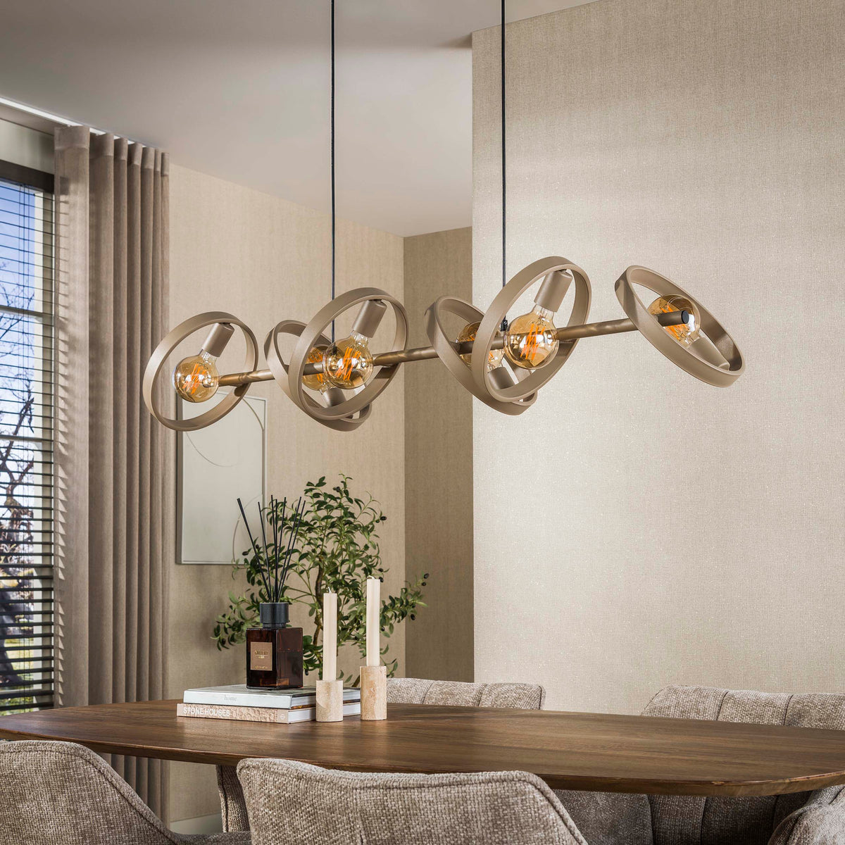 Pendelleuchte Hover Metallringe 6-Fassungen