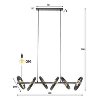 Pendelleuchte Hover Metallringe 6-Fassungen