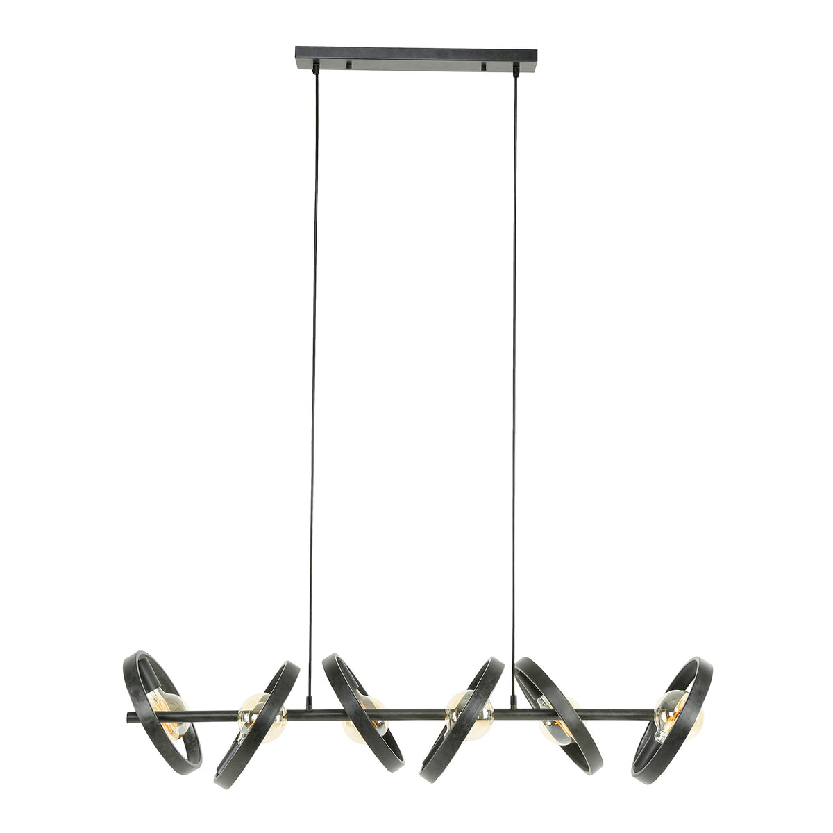 Pendelleuchte Hover Metallringe 6-Fassungen