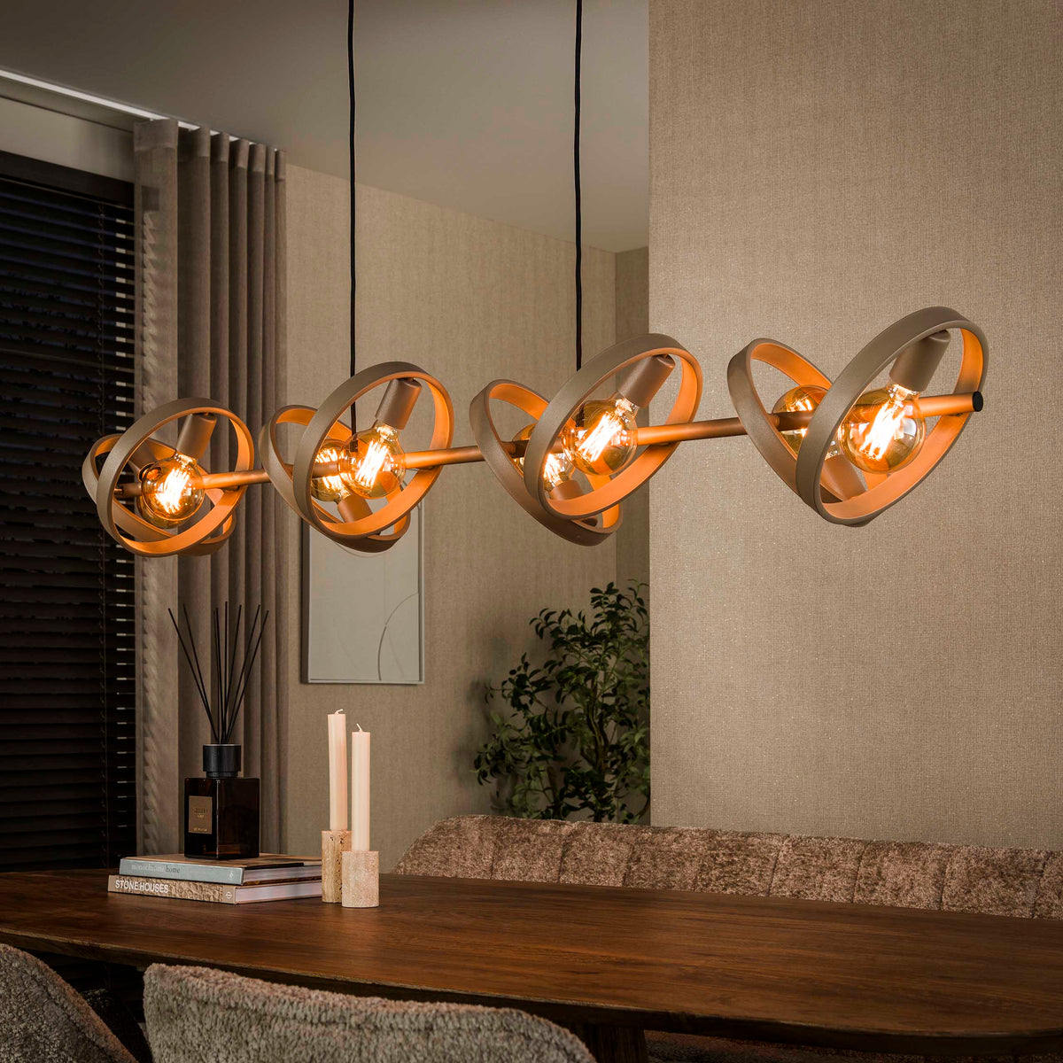 Pendelleuchte Hover Metallringe 8-Fassungen