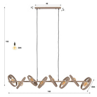 Pendelleuchte Hover Metallringe 8-Fassungen