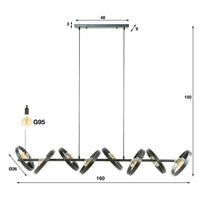 Pendelleuchte Hover Metallringe 8-Fassungen