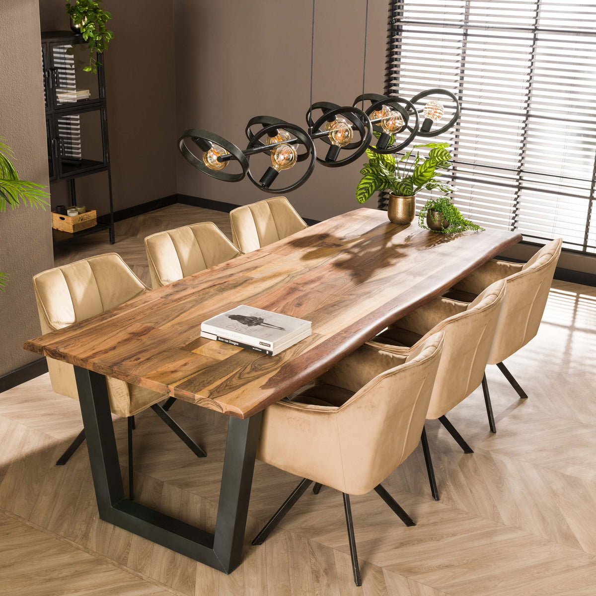 Pendelleuchte Hover Metallringe 8-Fassungen