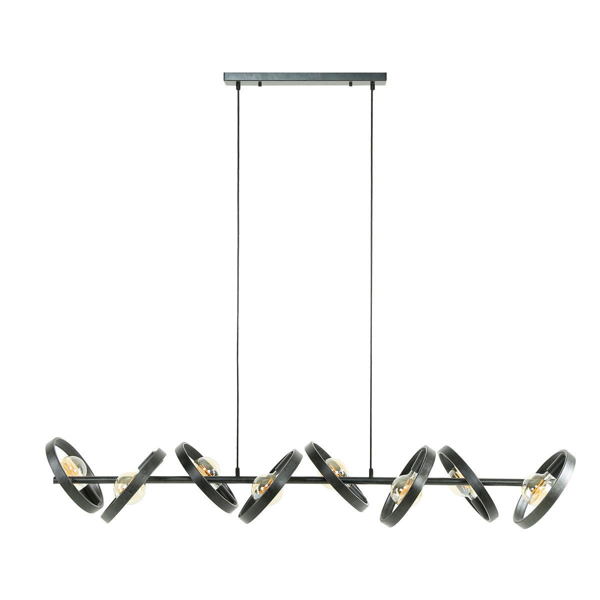 Pendelleuchte Hover Metallringe 8-Fassungen
