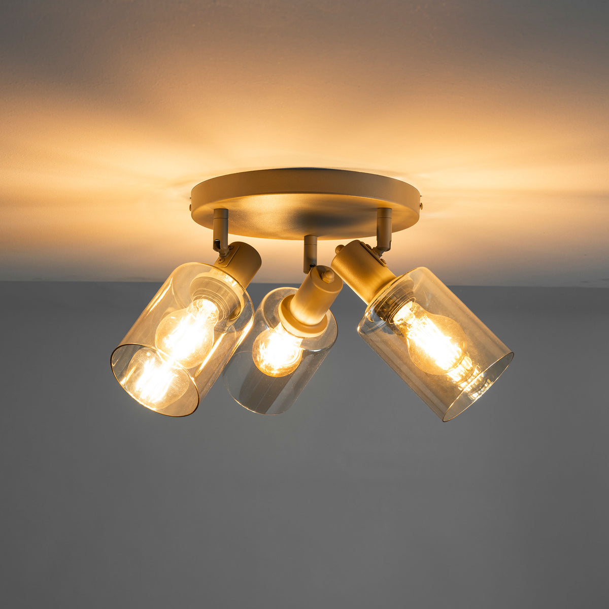 Deckenleuchte Sepiora rund 3-Fassung / Beige