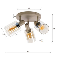 Deckenleuchte Sepiora rund 3-Fassung / Beige