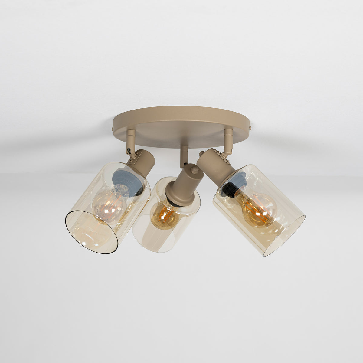 Deckenleuchte Sepiora rund 3-Fassung / Beige
