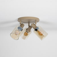 Deckenleuchte Sepiora rund 3-Fassung / Beige