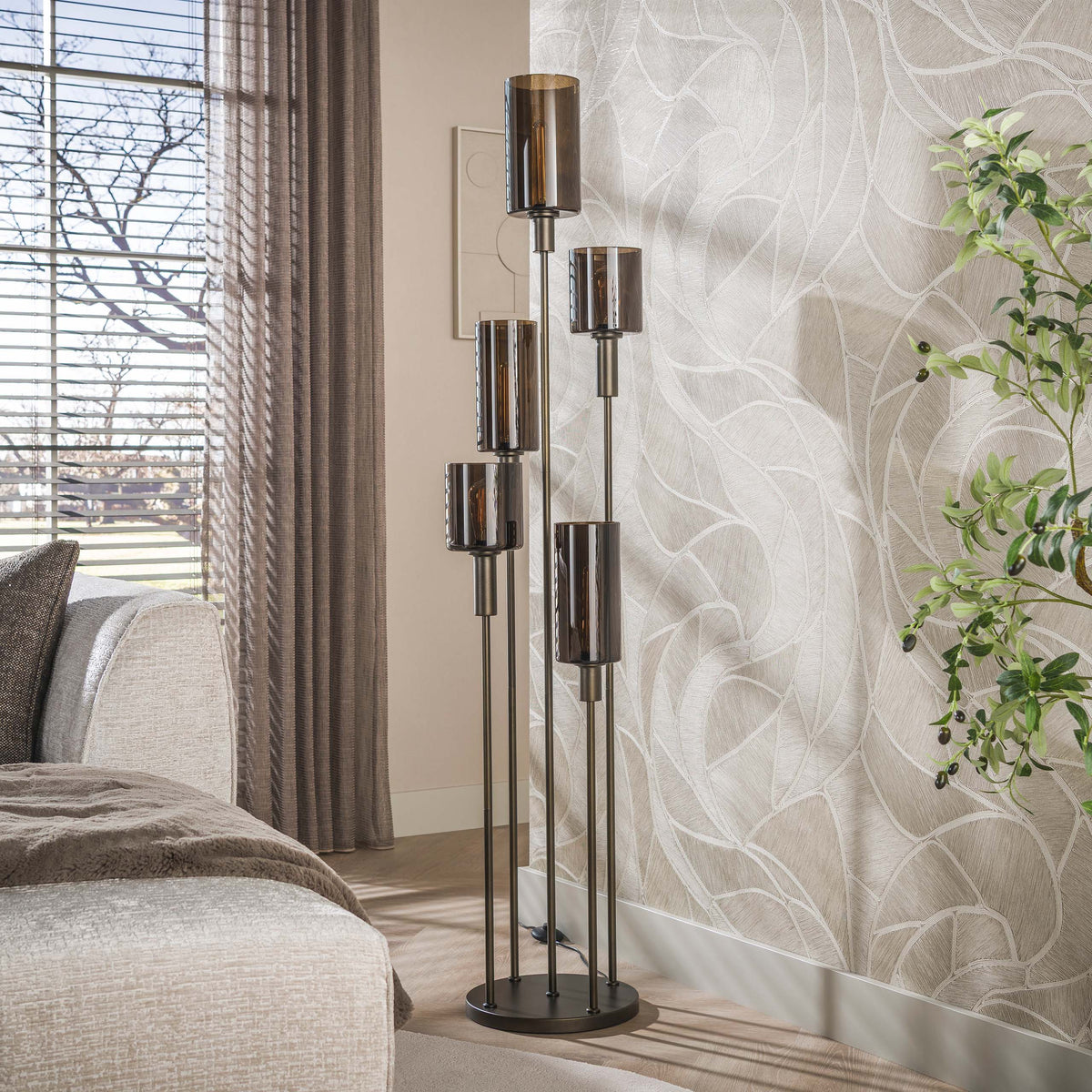 EUPHORIA Handcrafted driftwood table lamp 45cm beige with linen shade