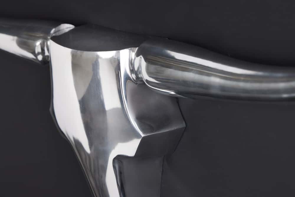 Moderne Design Wanddekoration BULL XL 120cm silber Aluminium Stierkopf