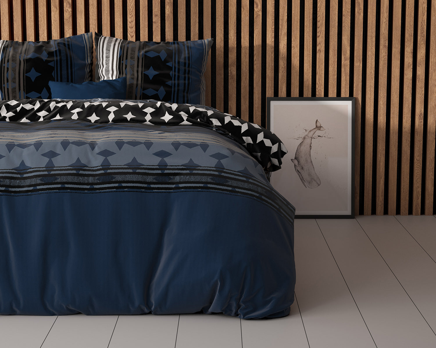 Art Soho Bettbezug-Set – Einzelbett 135x200 Cm, Blau-schwarz, 50% Baumwolle, 50% Polyester