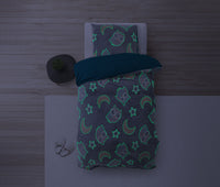 Children's bed linen glow in the dark night owl 