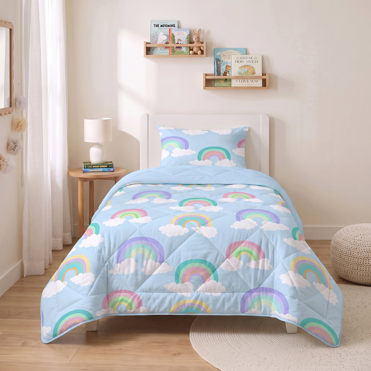 Kinderbettdecke 2-in-1 mit integriertem Bezug, inkl. Kissenbezug –verschiedene Designs