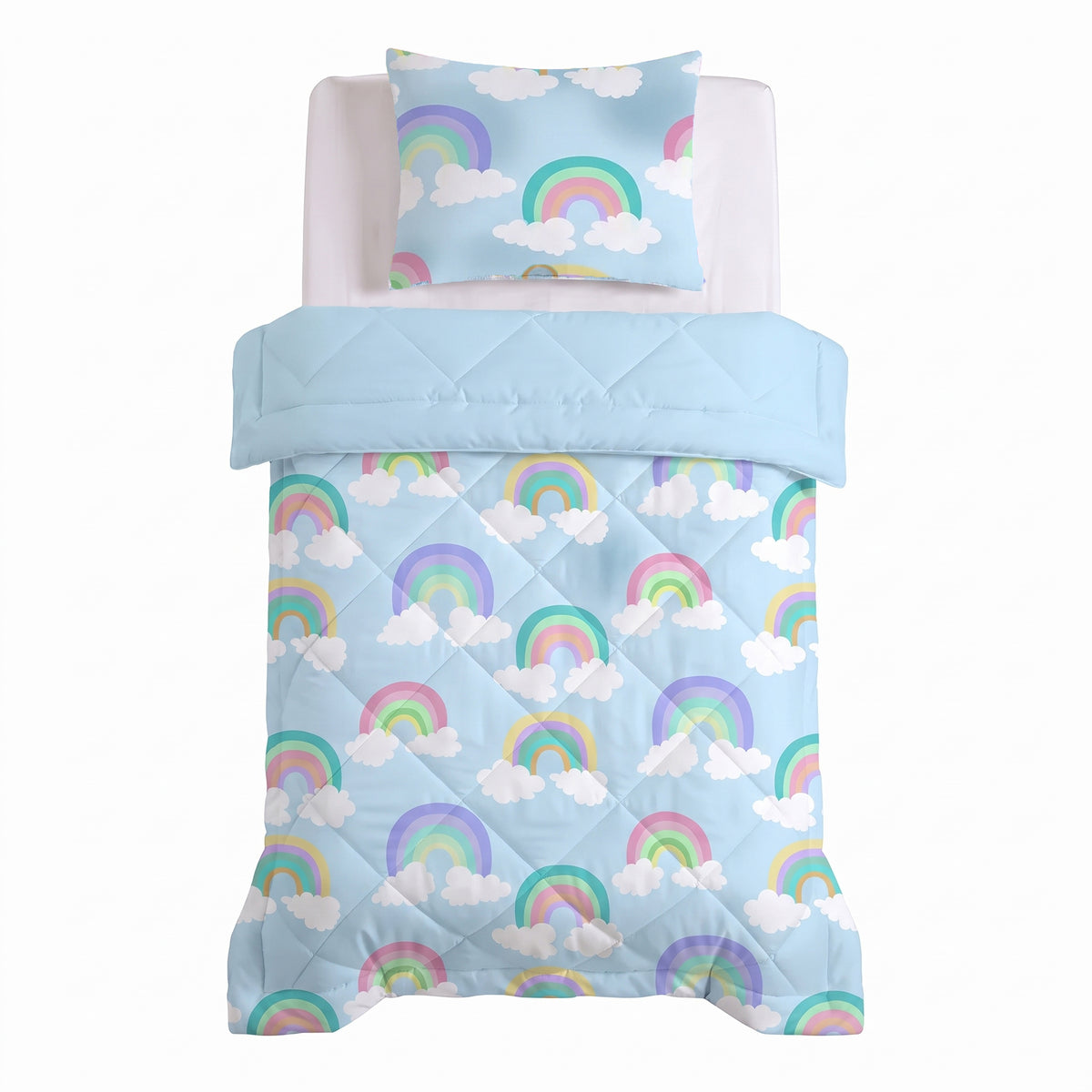 Kinderbettdecke 2-in-1 mit integriertem Bezug, inkl. Kissenbezug –verschiedene Designs