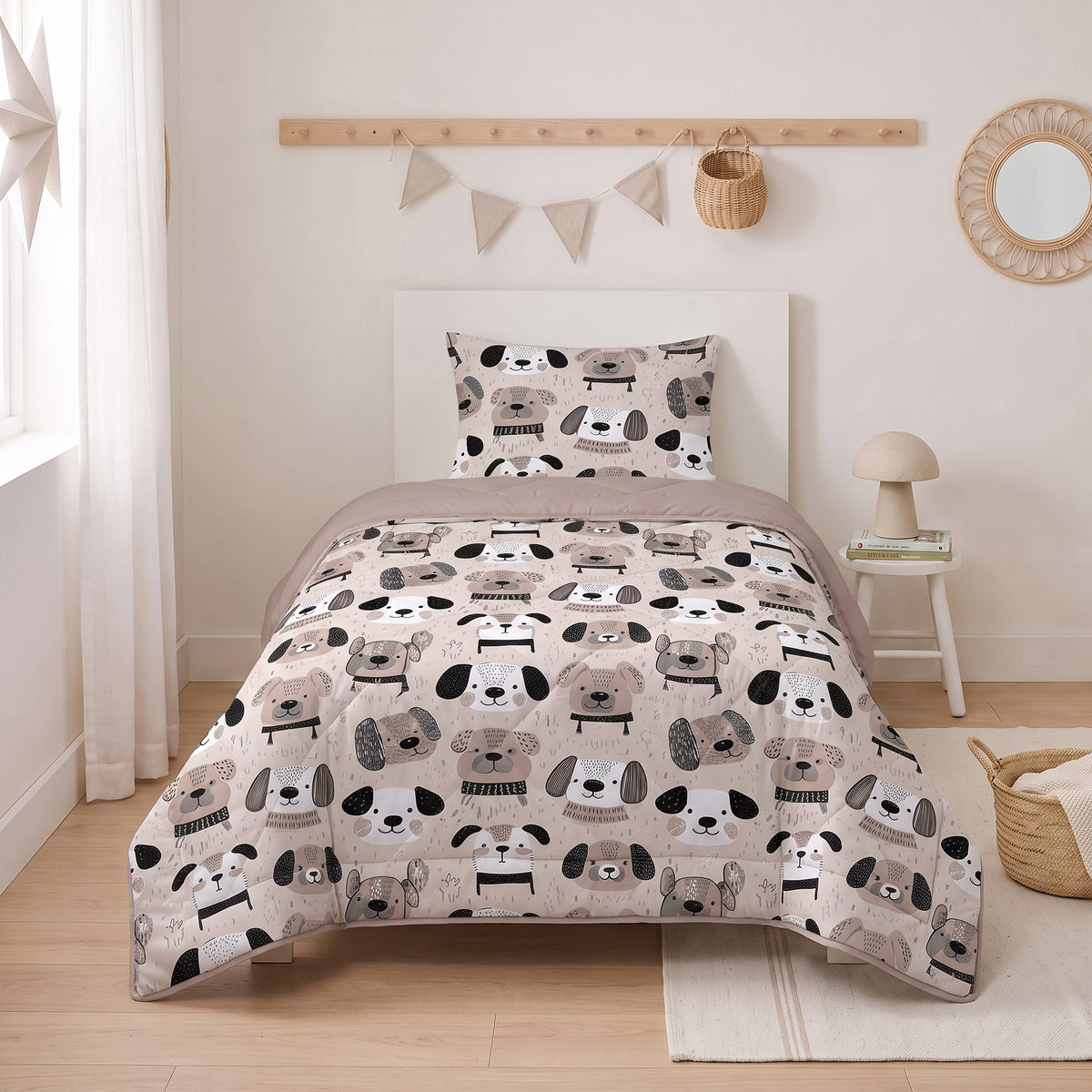 Kinderbettdecke 2-in-1 mit integriertem Bezug, inkl. Kissenbezug –verschiedene Designs