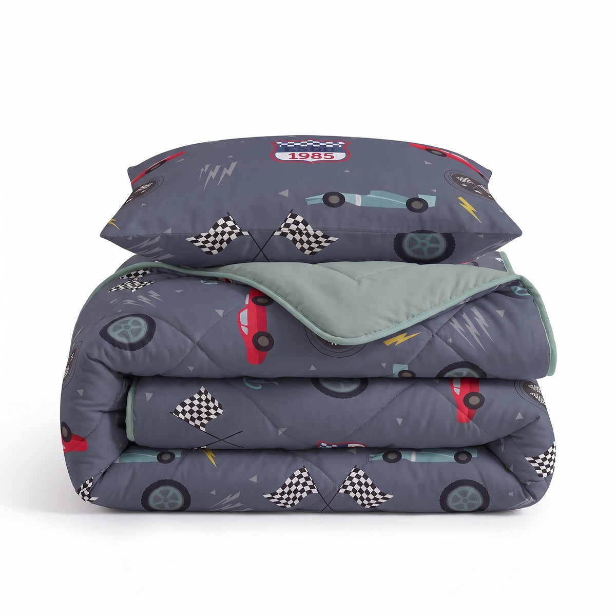 Kinderbettdecke 2-in-1 mit integriertem Bezug, inkl. Kissenbezug –verschiedene Designs