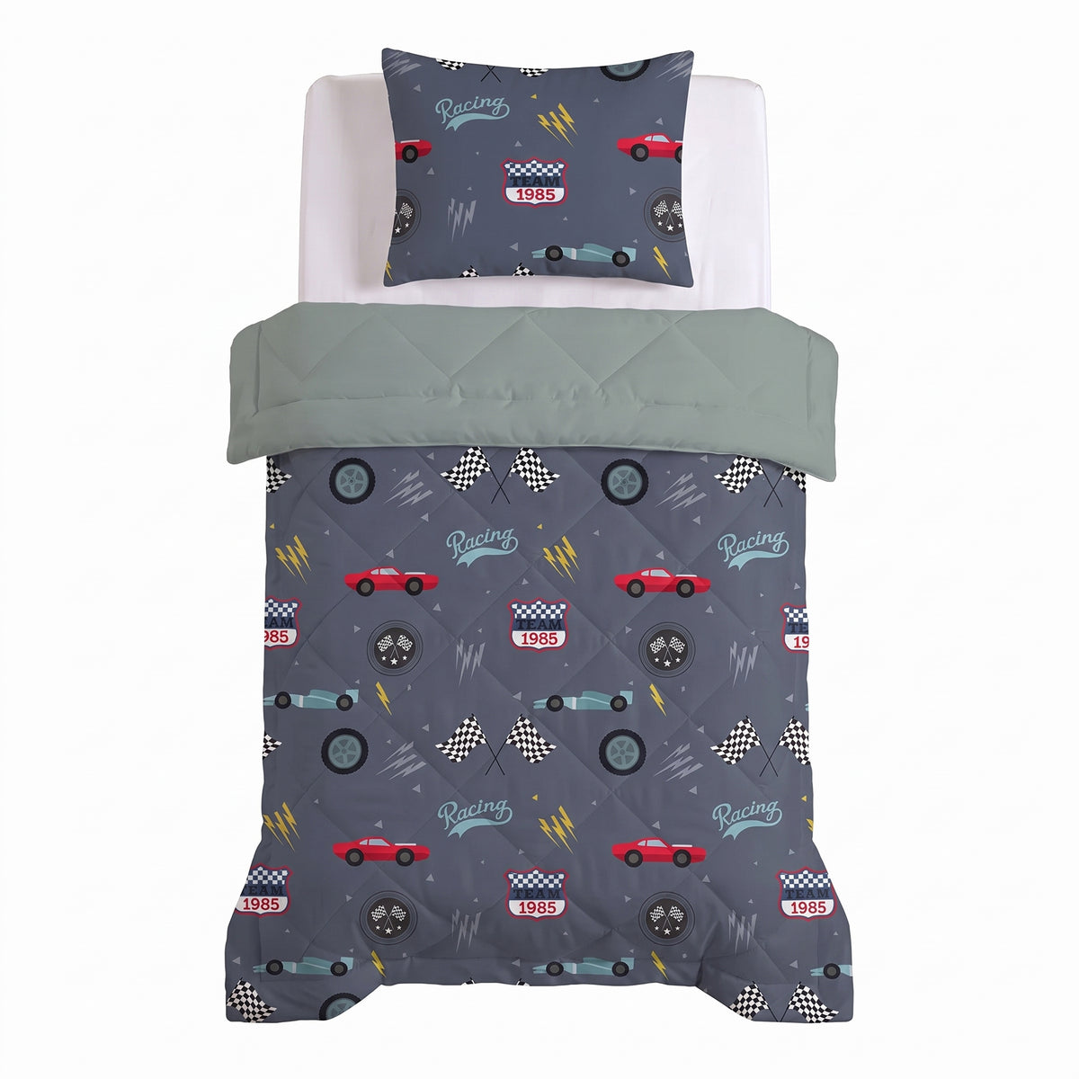 Kinderbettdecke 2-in-1 mit integriertem Bezug, inkl. Kissenbezug –verschiedene Designs