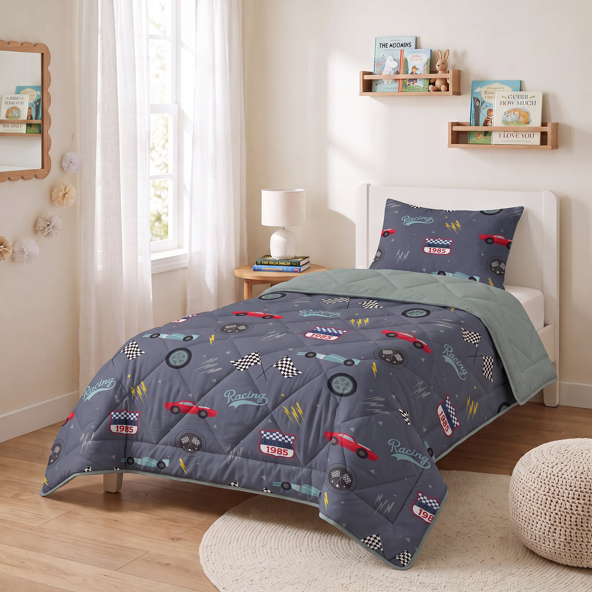 Kinderbettdecke 2-in-1 mit integriertem Bezug, inkl. Kissenbezug –verschiedene Designs