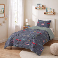 Kinderbettdecke 2-in-1 mit integriertem Bezug, inkl. Kissenbezug –verschiedene Designs