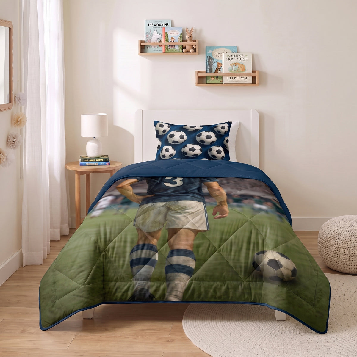 Kinderbettdecke 2-in-1 mit integriertem Bezug, inkl. Kissenbezug –verschiedene Designs
