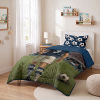 Kinderbettdecke 2-in-1 mit integriertem Bezug, inkl. Kissenbezug –verschiedene Designs