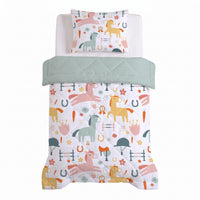 Kinderbettdecke 2-in-1 mit integriertem Bezug, inkl. Kissenbezug –verschiedene Designs