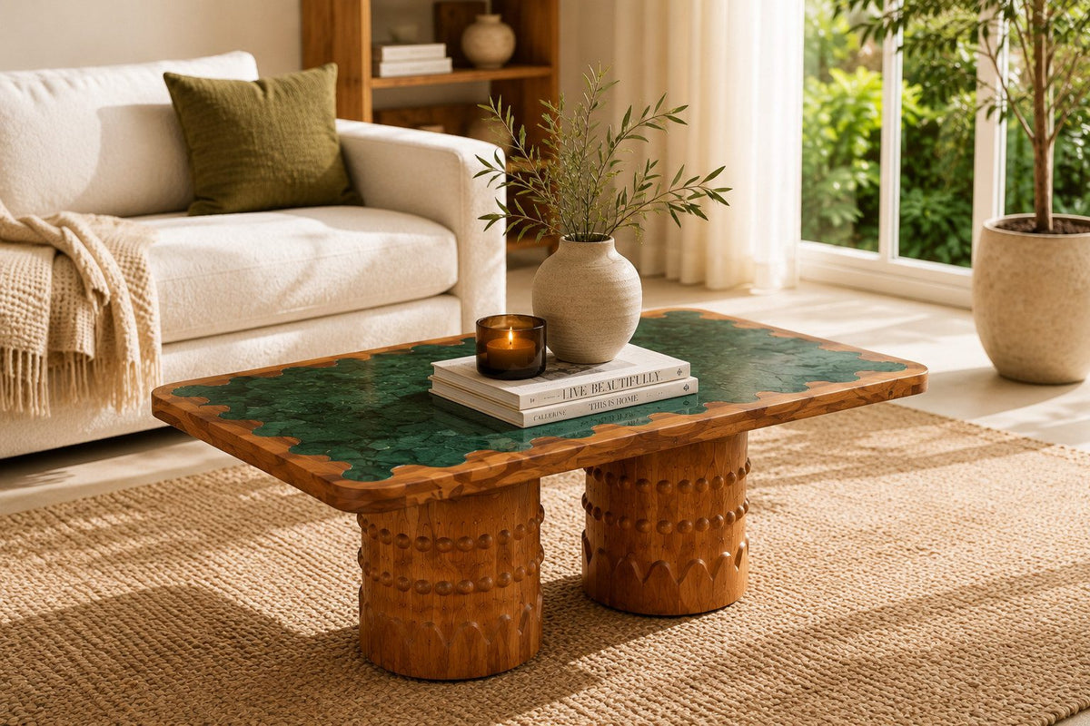ARCHITECTURE Industrial coffee table 100cm oiled oak black frame