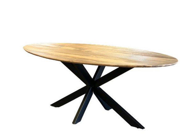 Esstisch Oval Massivholz Natur 160 cm bis 240 cm länge 3cm Platte