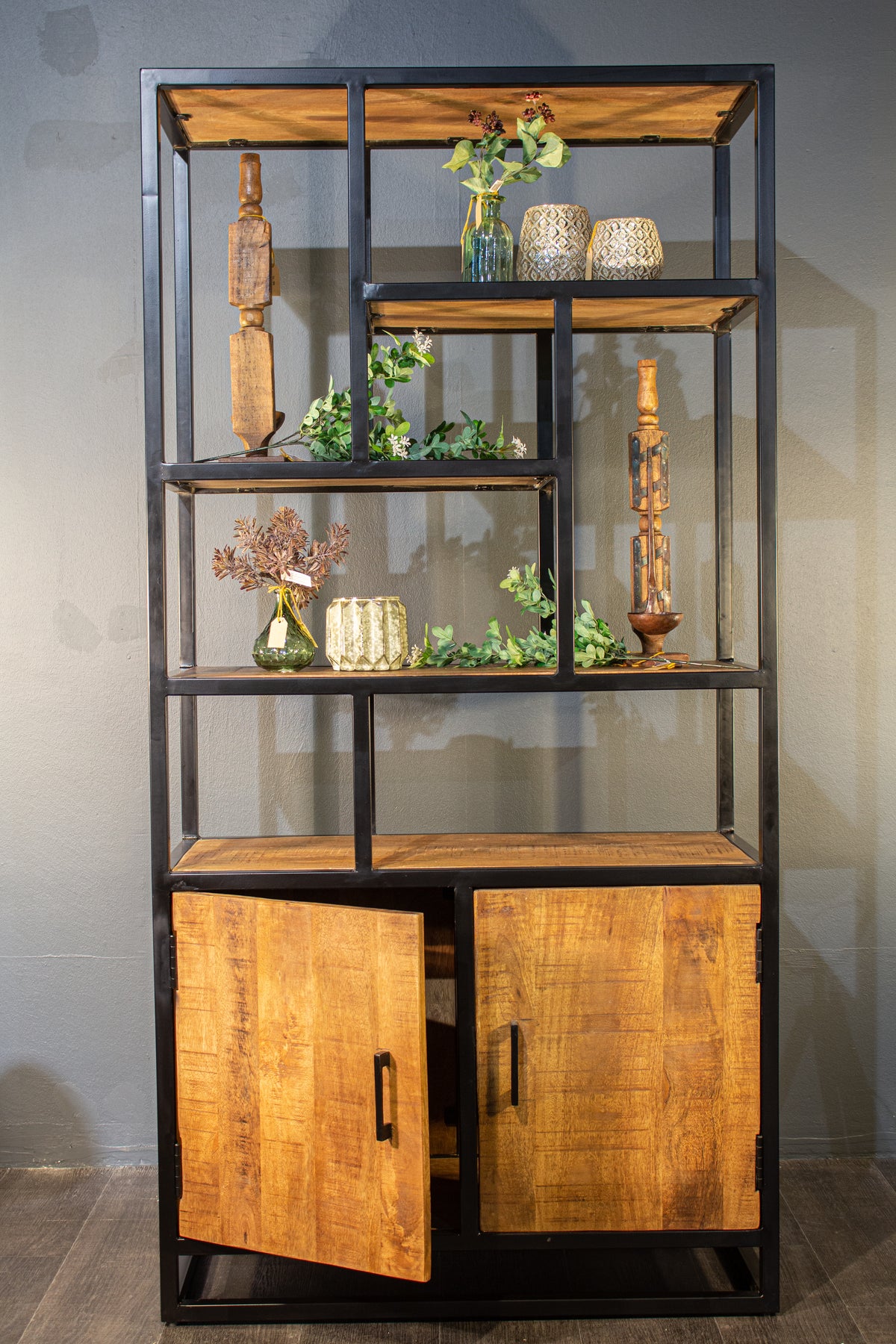 STUDIO Industrial bookcase 180cm oak look with metal frame