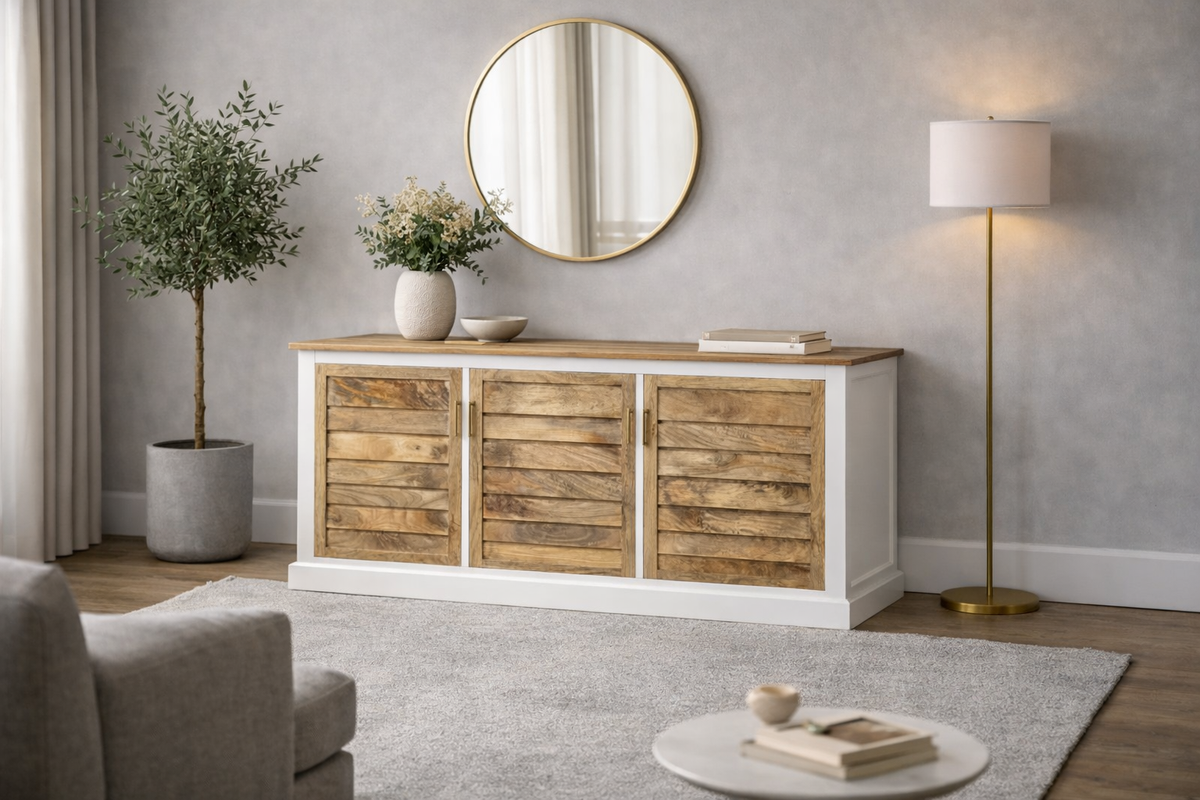 MANGO Sideboard – Natürliches Design mit strukturierter Front