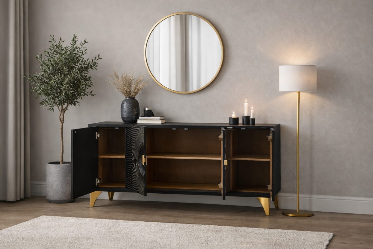 AMAZONAS solid sideboard 160cm mango wood natural front design