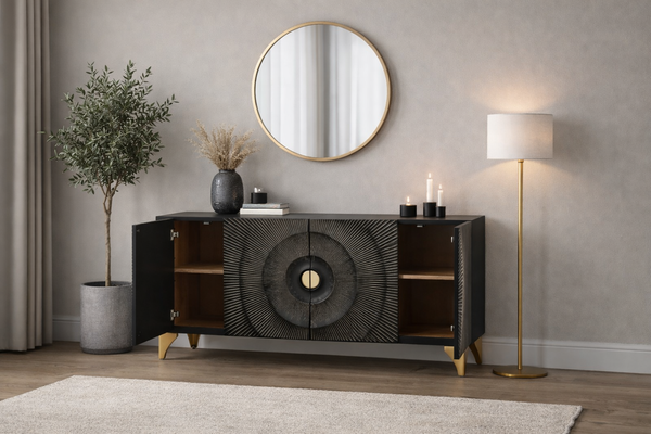 Sideboard Sunset Mangoholz 180 cm schwarz