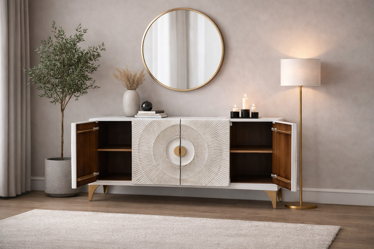 AMAZONAS solid sideboard 160cm mango wood natural front design