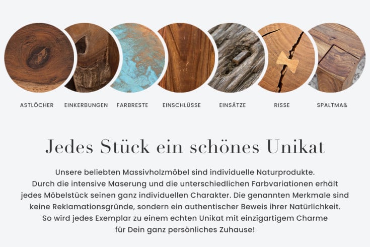 DRUMP STORAGE Runder Couchtisch 70cm natur silber Mangoholz mit Stauraum handmade Industrial