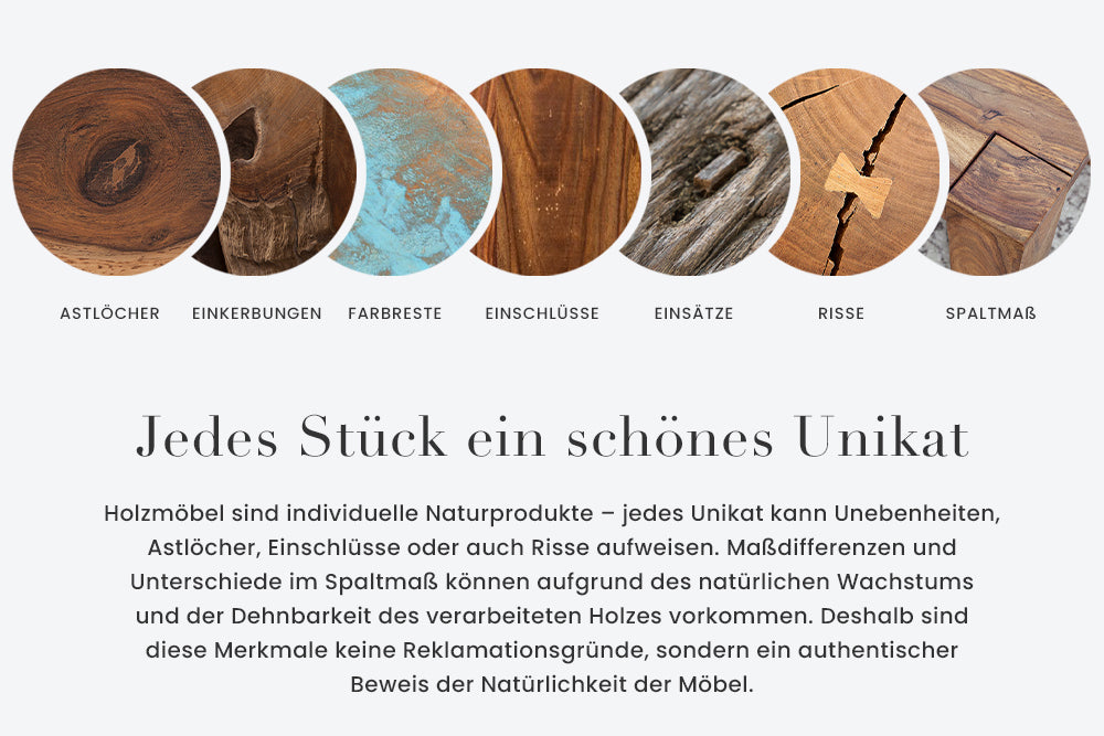 Ovaler Esstisch ART DECO 220cm smoke grau massives Mangoholz mit Säulenfuß