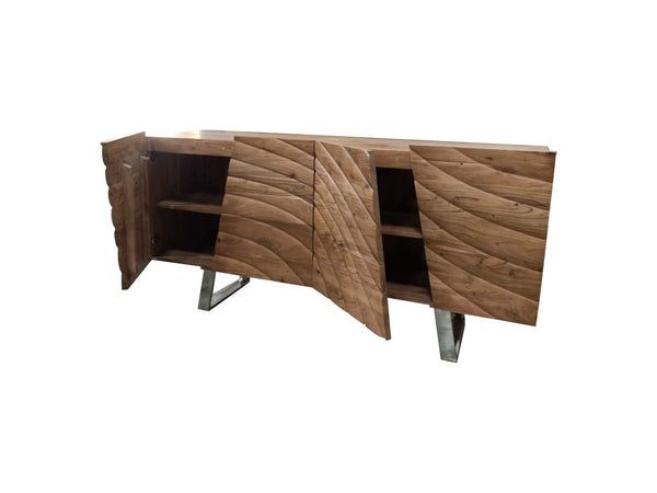 Sideboard WAVES Massives Sideboard Akazienholz - Handgefertigter aufwendige 3D