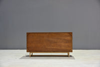Sideboard 145 cm 3D-Wabenstruktur braun Akazienholz Metall gold