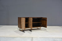 Sideboard 145 cm 3D-Wabenstruktur braun Akazienholz Metall gold