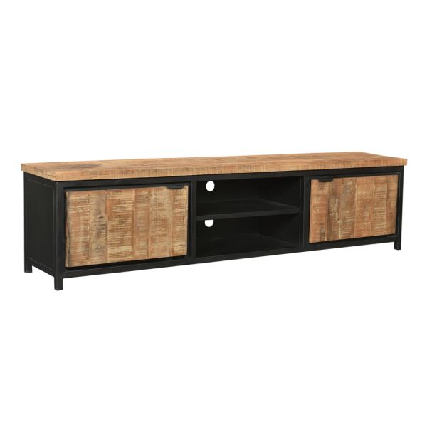 COD TV-Board Lowboard 210 braun schwarz Mangoholz Industrial Metall