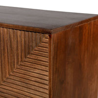 FLUTED  Sideboard 154 cm braun Mangoholz Riffeloptik Metallfüße schwarz-gold