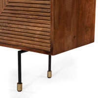 FLUTED  Sideboard 154 cm braun Mangoholz Riffeloptik Metallfüße schwarz-gold
