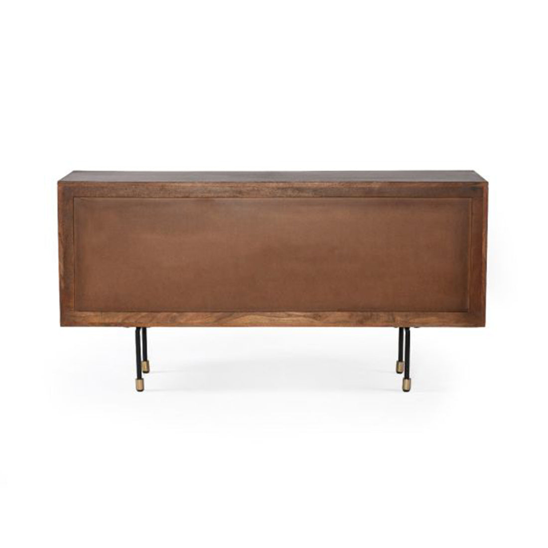 FLUTED  Sideboard 154 cm braun Mangoholz Riffeloptik Metallfüße schwarz-gold