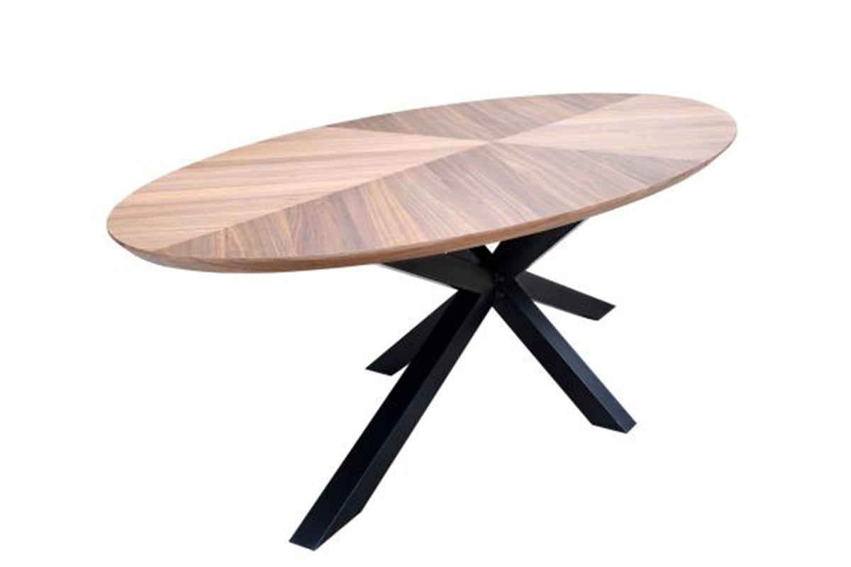 FORT oval Fischgrät Massiver Esstisch braun Walnussholz