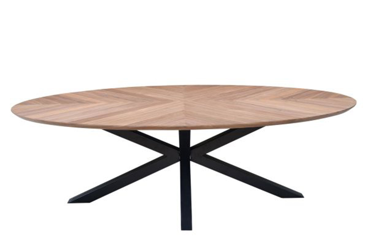 FORT oval Fischgrät Massiver Esstisch braun Walnussholz