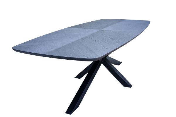 FORT rechteckig Fischgrätmuster Massiver Esstisch schwarz Eichenholz