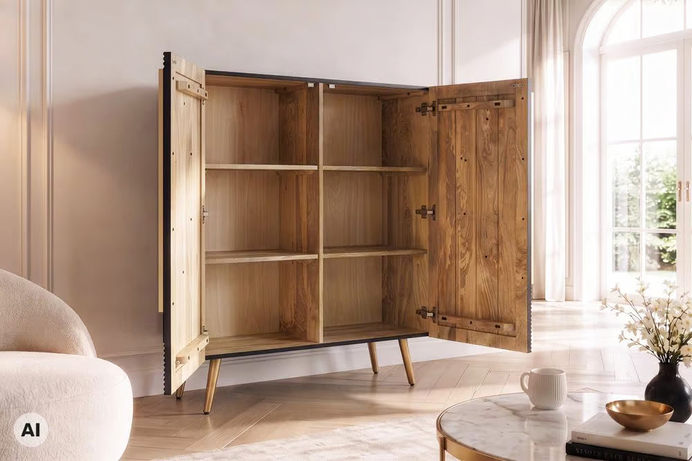 AMAZONAS solid sideboard 160cm mango wood natural front design