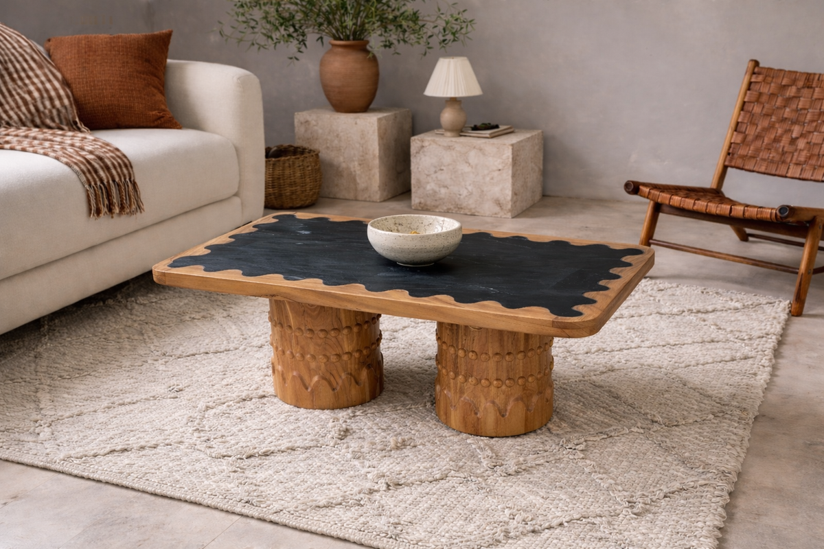 ARCHITECTURE Industrial coffee table 100cm oiled oak black frame