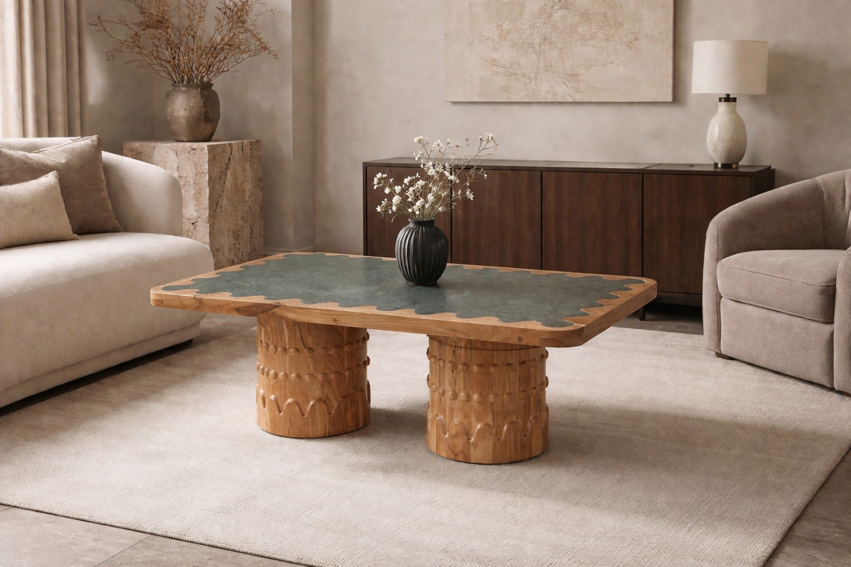 ARCHITECTURE Industrial coffee table 100cm oiled oak black frame