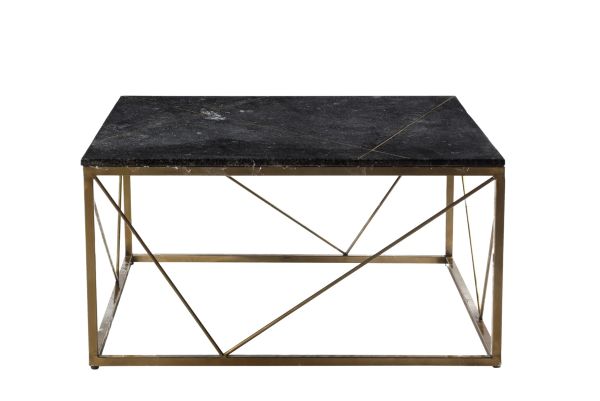 MARRIOT Couchtisch schwarzer Marmor quadratisch Metall gold 90x90